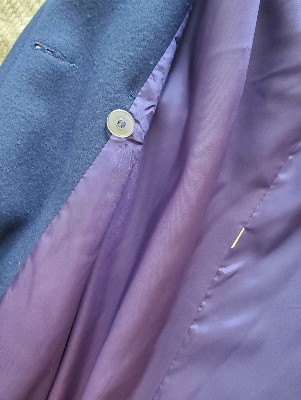 Vintage 80s Colbalt Blue 100% Wool Long Coat, Full Length Overcoat Made In USA - Picture 11 of 15
